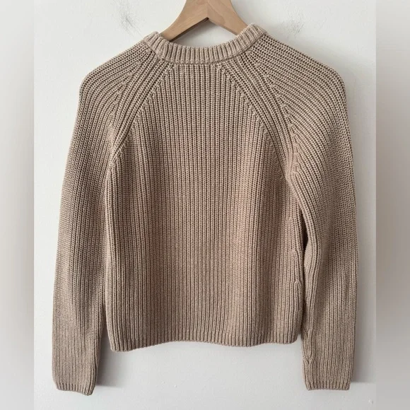 Quince Ribbed Cotton Fisherman Crewneck Sweater Small - Picture 2 of 4